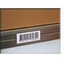 plain neutral magnetic label with bar code on the metal shelves
